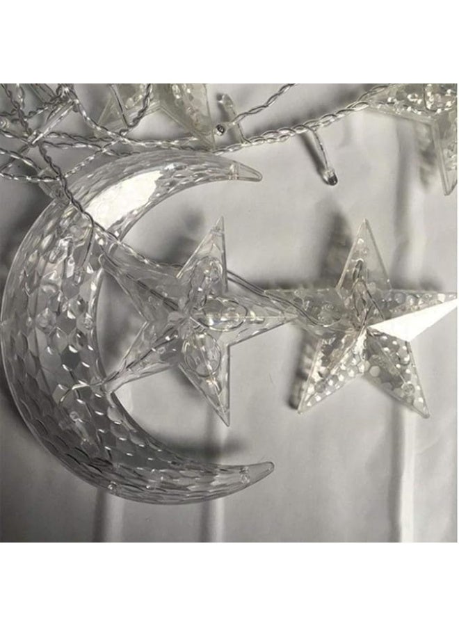 سلسلة إضاءة LED، أضواء زينة على شكل نجمة وهلال رمضانية، 10 قطع - Image 2